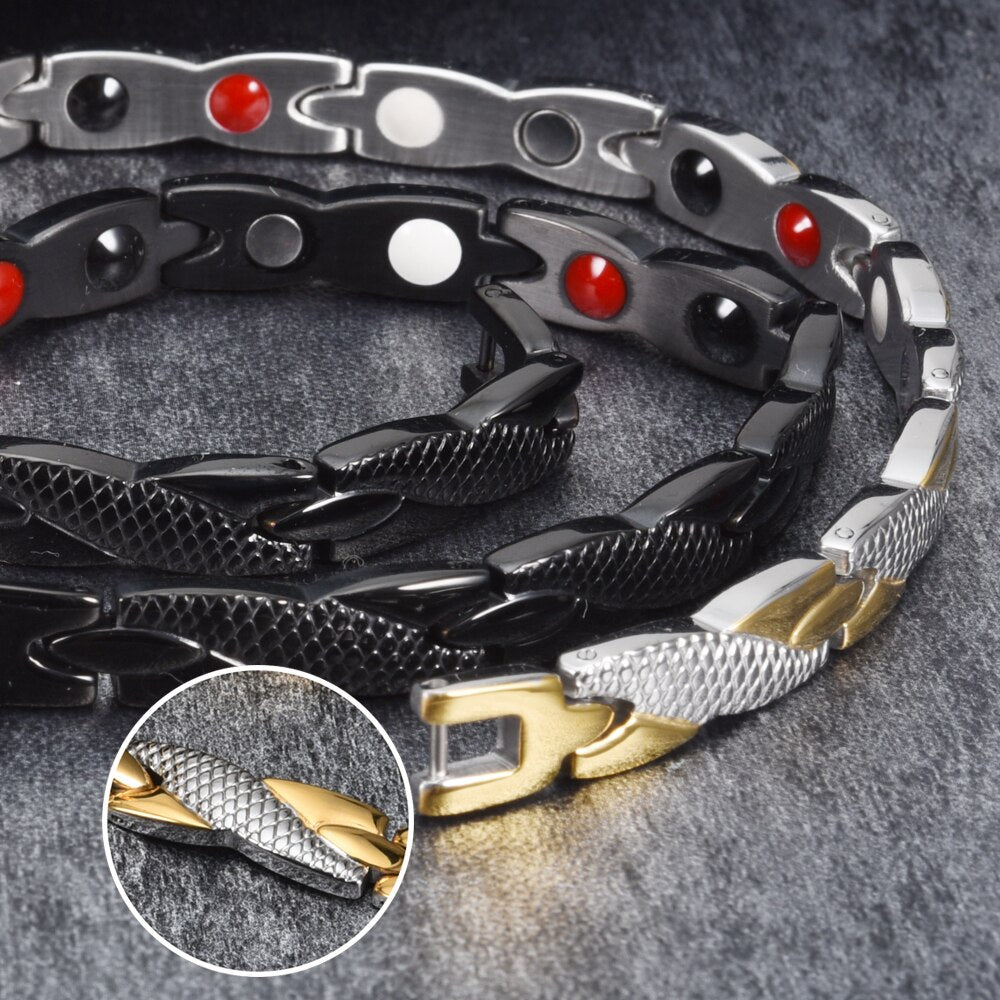 Health Energy Bracelet Male Cross Stainless Steel Magnetic Bracelet