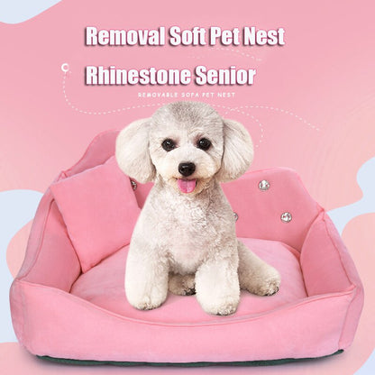Dog Sofa Pink Gray Rhinestone Pet Bed Cover Mat
