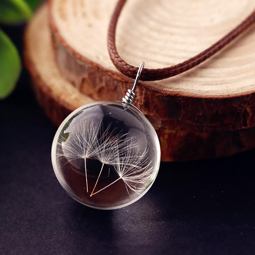 Women Necklace Dandelion Glass Ball