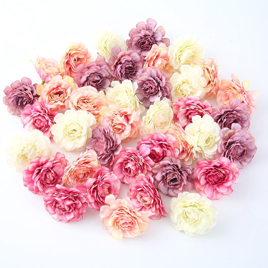 Flowers Silk Rose Head Craft  Wreath Flower