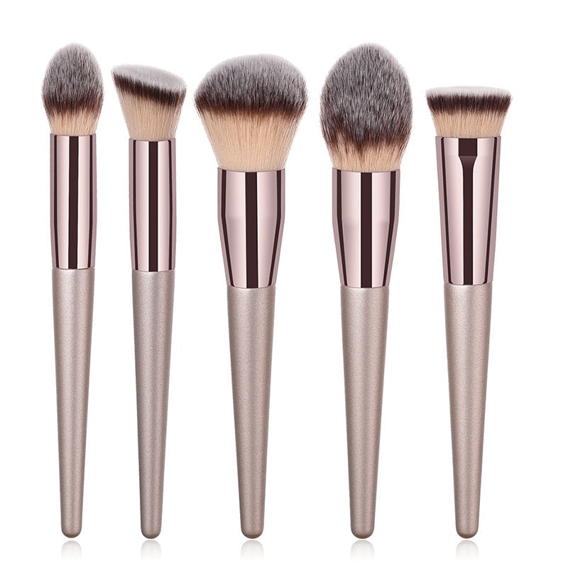 Beauty 4 to 10pieces Champagne makeup brushes set