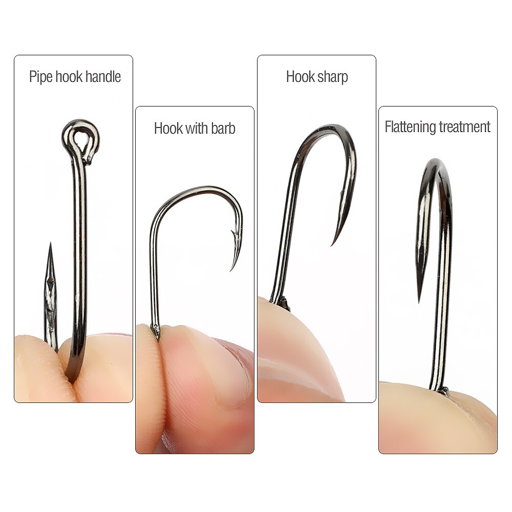 50pieces Fishing Hooks Set Barbed Single