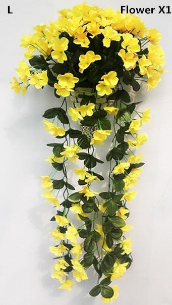Colorful Artificial Silk Violet Ivy Hang Flower For Garland Wall