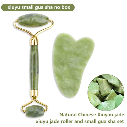 Beauty Natural Rose Quartz Jade Roller Gua Sha Set