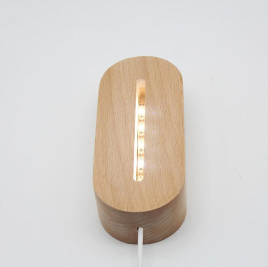 Oval Wooden Base Led Table Lamp