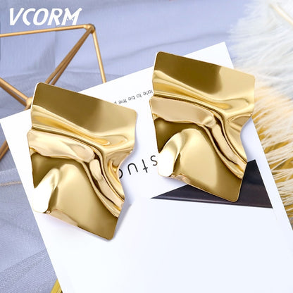 New Korean Acrylic Earrings For Women Statement Vintage Geometric Gold Dangle