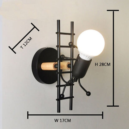 American LED wall light industrial style iron art villain stairs