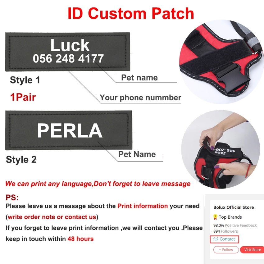 Personalized Dog Harness NO PULL Reflective Vest