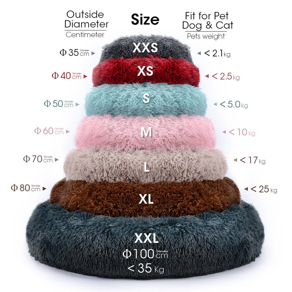 Round Plush Dog Bed House Dog Mat Winter Warm Sleeping Nest