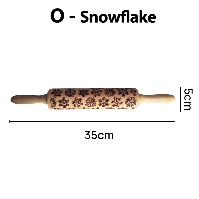Christmas Rolling Pins Rock Snowflake Elk Wooden Rolling
