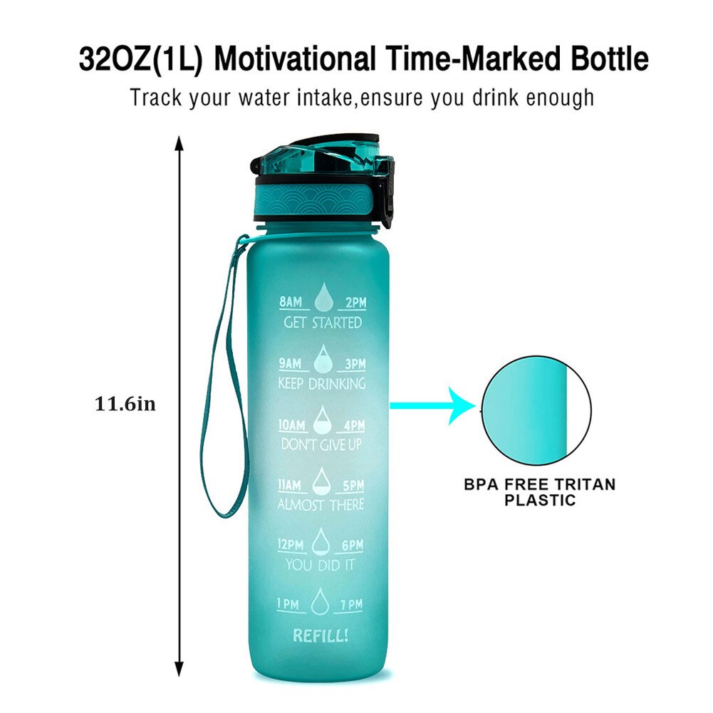 Water Bottle Direct Drinking Straw and Time Marker