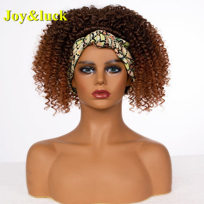 Beauty Synthetic  Headband Wig African Women Turban Wig