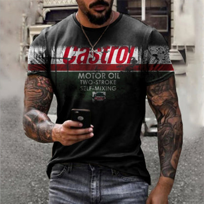 Harajuku Plus Size Castrol Digital Print Men Camisetas