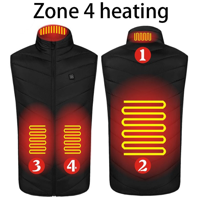 New USB Electric Heated Vest Winter Smart Heating Jackets