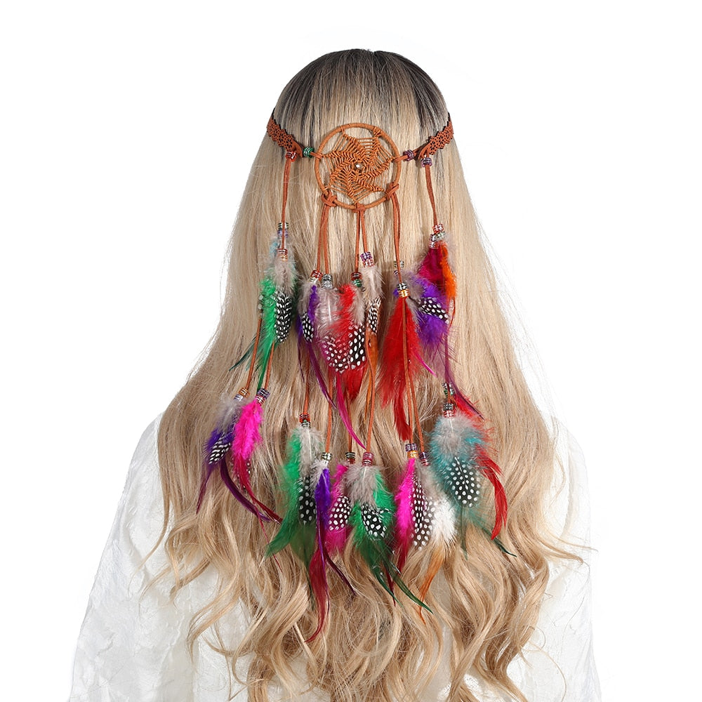 Boho Feather Headband for Woman Festival Hair Accessories