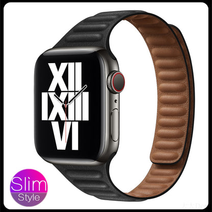 Leather link loop Magnetic strap For apple watch band