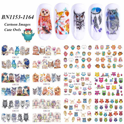 Beauty 12pieces Cute Christmas Nail Stickers Cartoon Animal Design