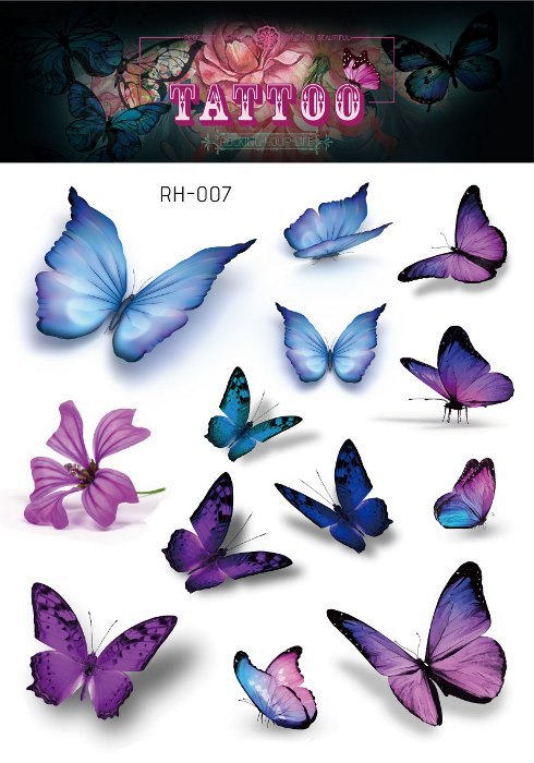 1 Pc Butterfly 3D Temporary Tattoo Sticker for Women Girls