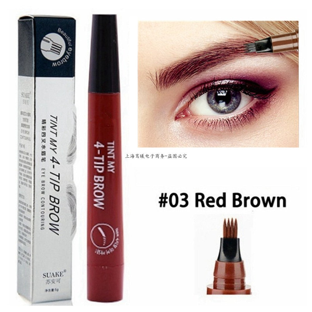 Beauty 5 Colors Eyebrow Pen Waterproof 4 Fork Tip Eyebrow Tattoo Pencil