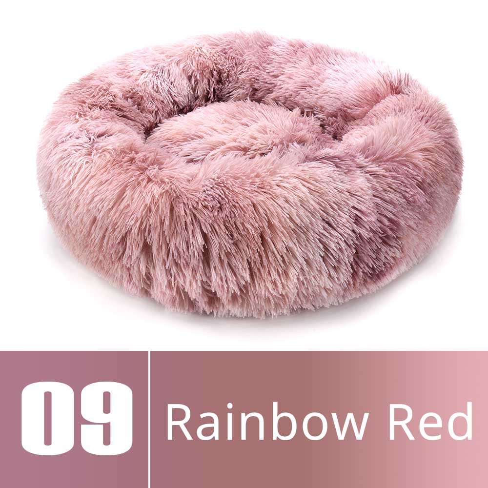 Round Plush Dog Bed House Dog Mat Winter Warm Sleeping Nest