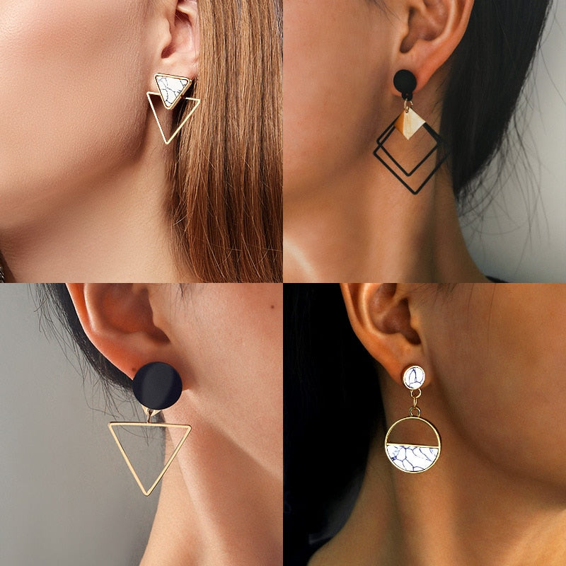X&P New Fashion Round Dangle Drop Korean Earrings