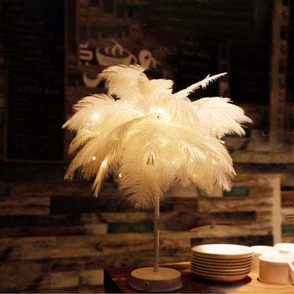 Remote Control Feather Table Lamp Feather Light