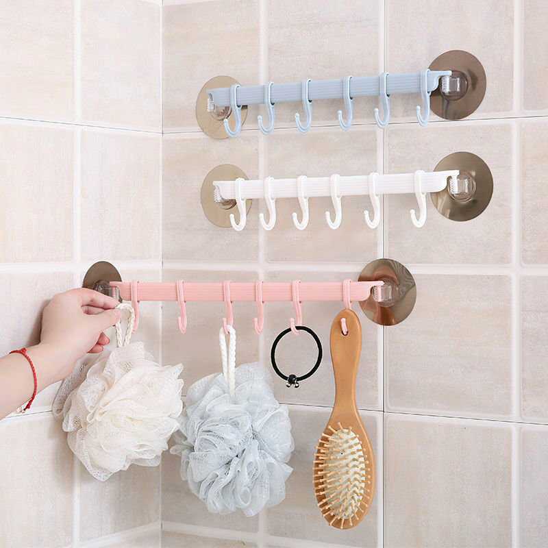 Adjustable Hook Rack Double Suction Cup Towel Rack