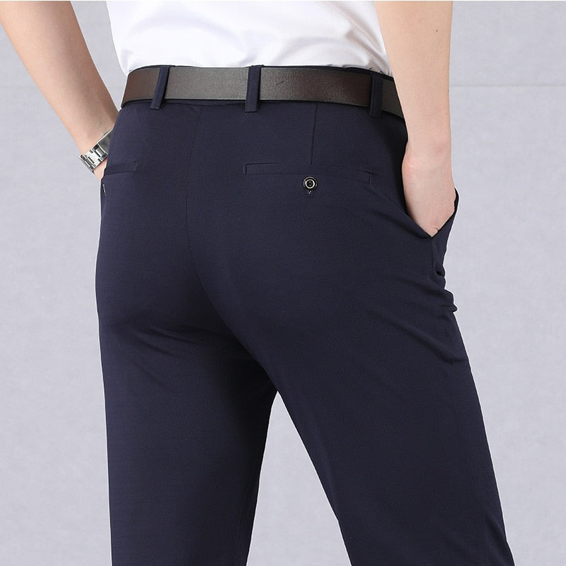 Slim High Stretch Men Casual Pants Business Casual Wear