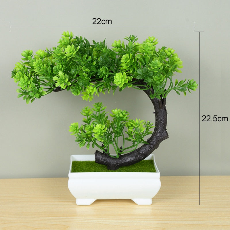 Artificial Plants Potted Green Bonsai Plants Pot Ornament