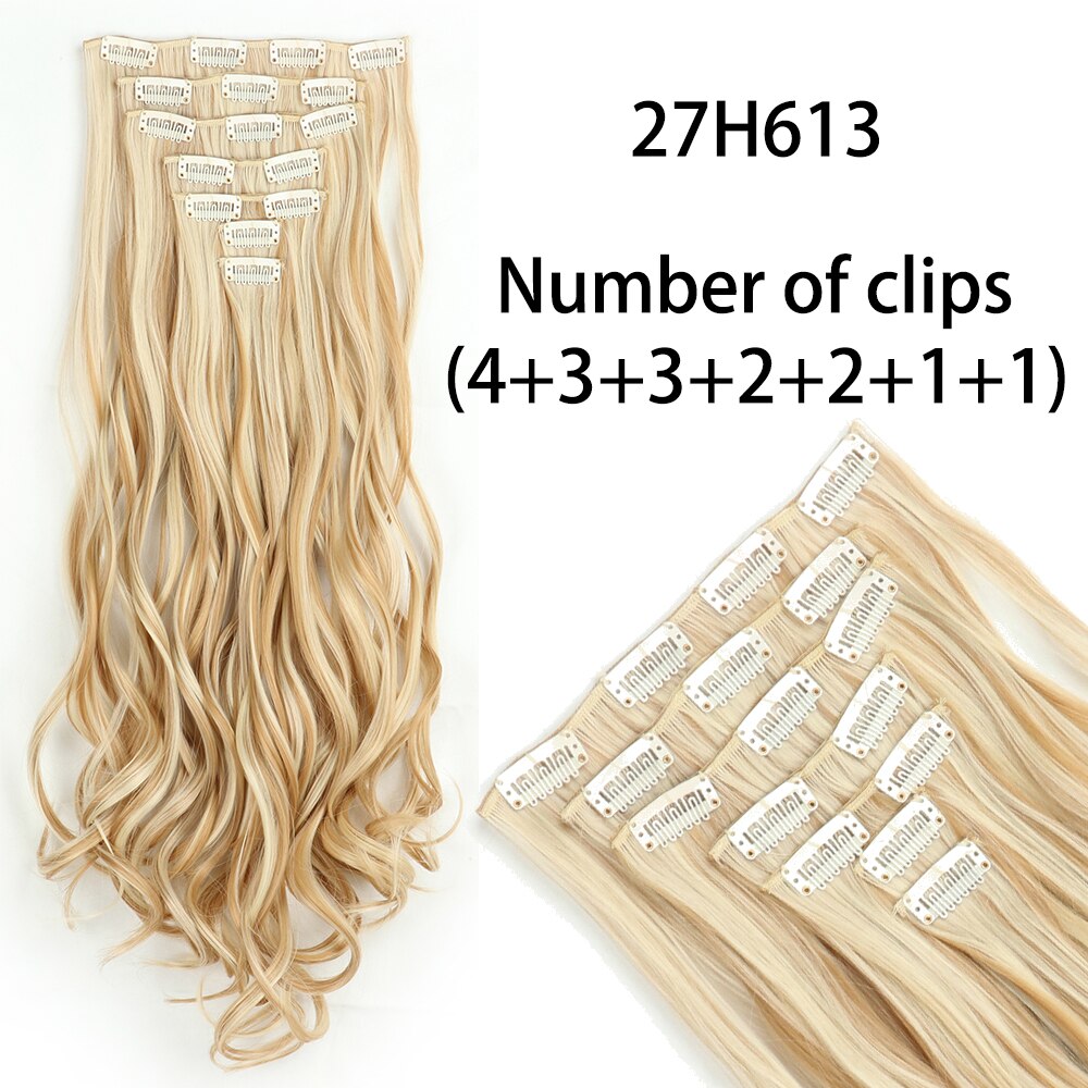 Beauty Long Straight Synthetic Hair 16 Clips 140G Extensions Clips