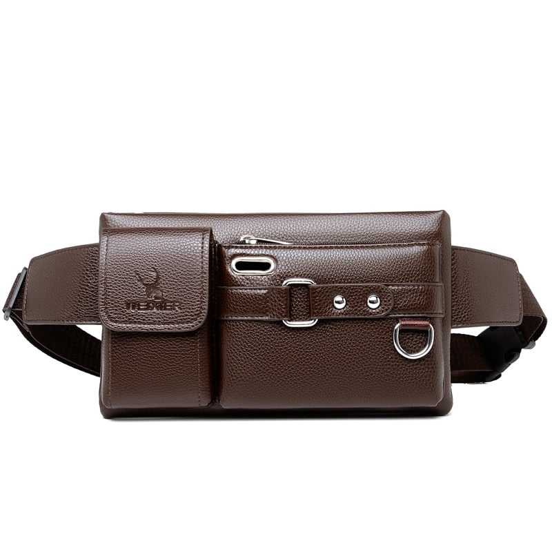 Men's Waist Packs Fanny Bags Solid Color PU Leather