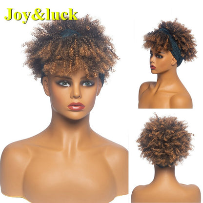 Beauty Synthetic  Headband Wig African Women Turban Wig