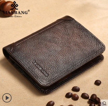 HOT Genuine Leather Men Wallet Small Mini Card Holder