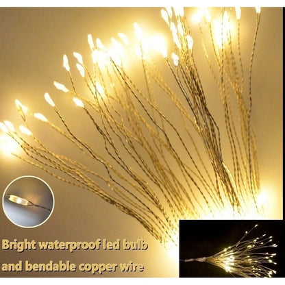 LED Hanging Starburst String Light Firework Copper Fairy Garland