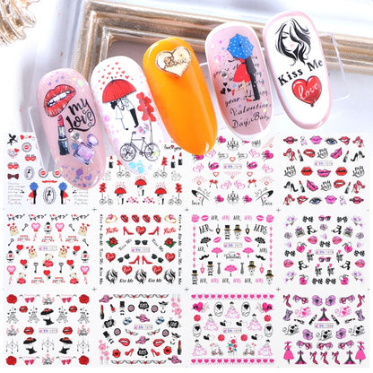 Beauty 12pieces Cute Christmas Nail Stickers Cartoon Animal Design