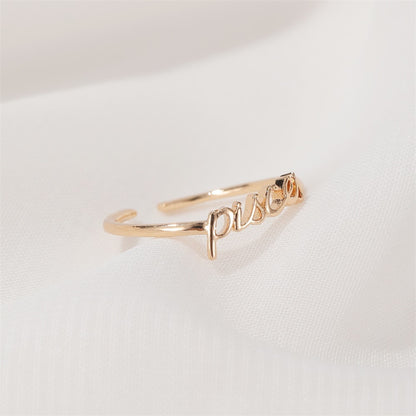 Minimalist thin Open Gold 12 Star Signs Finger Rings