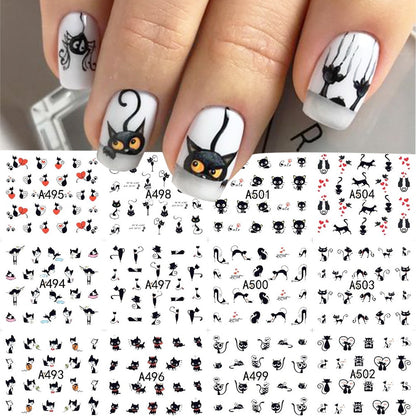 Beauty 12pieces Cute Christmas Nail Stickers Cartoon Animal Design