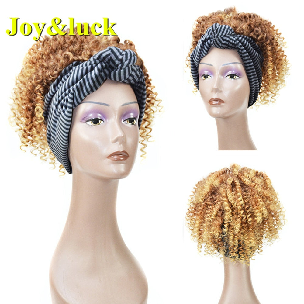 Beauty Synthetic  Headband Wig African Women Turban Wig