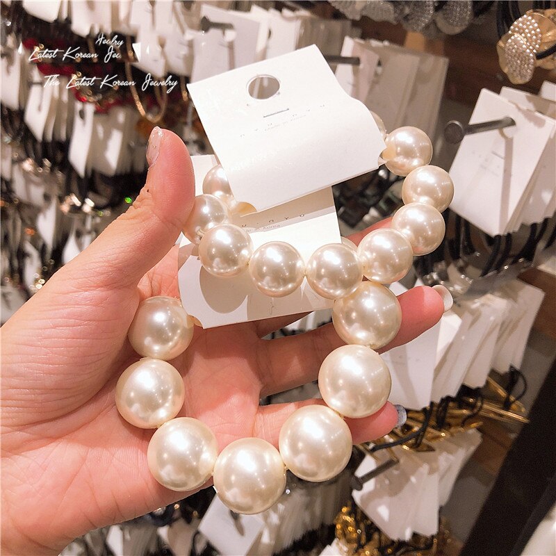 Woman Big Pearl Hair Ties Fashion Korean Style
