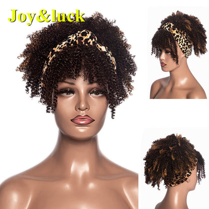 Beauty Synthetic  Headband Wig African Women Turban Wig