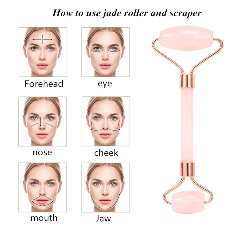 Facial Massager Roller Slimming  Jade Scraping Mask Brush Three-piece Set