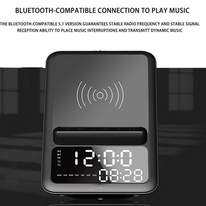 10W Wireless Charger Smart Alarm Clock Bluetooth Speaker