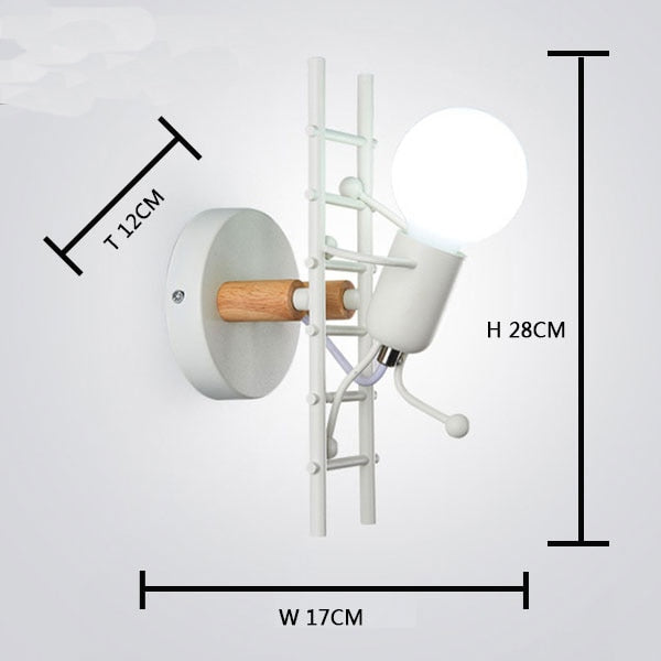 American LED wall light industrial style iron art villain stairs