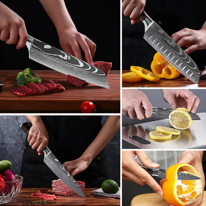 Kitchen Knives Stainless Steel Laser Damascus Knife