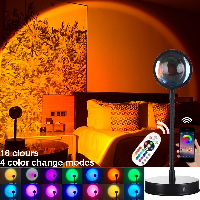 16 Colors Sunset Lamp Led Projector Night Light Living Room