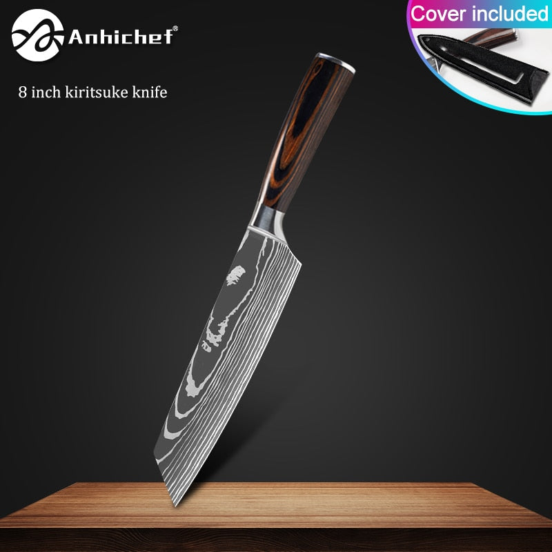 Kitchen Knives Stainless Steel Laser Damascus Knife