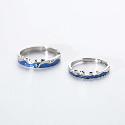 Lovers Romantic Couple Rings Starry Sky Waves