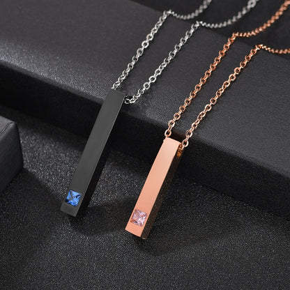 Engraved Stainless Steel Vertical Bar Name Mental Necklace