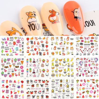 Beauty 12pieces Cute Christmas Nail Stickers Cartoon Animal Design