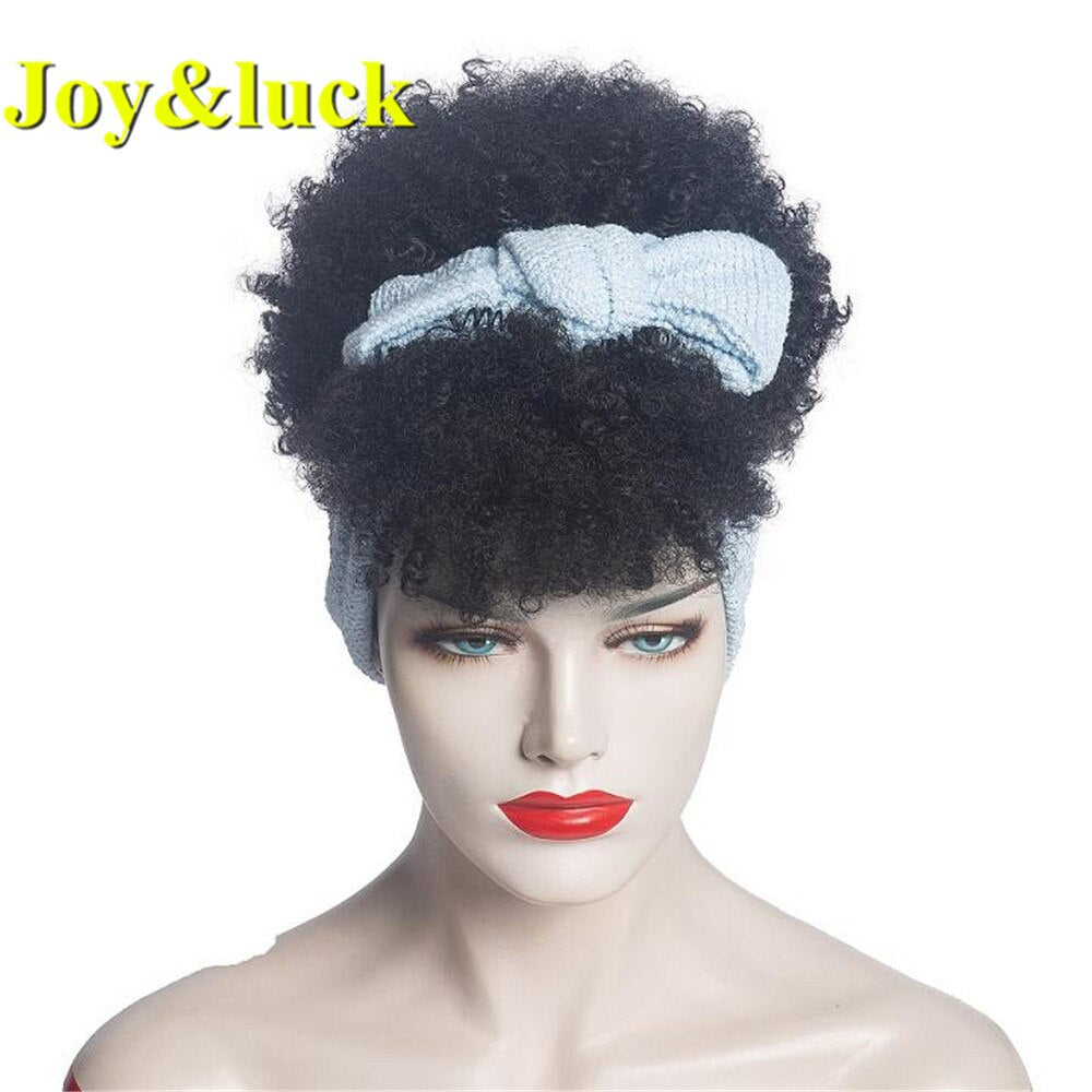 Beauty Synthetic  Headband Wig African Women Turban Wig